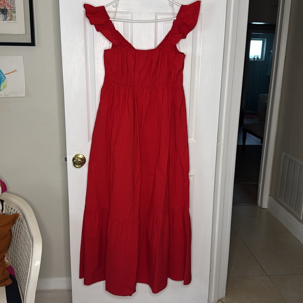 Universal Thread Red Ruffle-Shoulder Maxi Dress - Picture 5 of 7